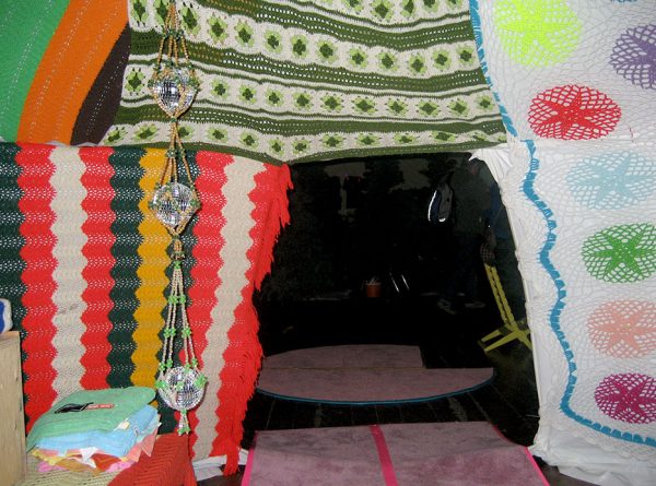 "Installation view of DISKO sauna YURT> at Scotia Bank Nuit Blanche, Instant Coffee. 2006"