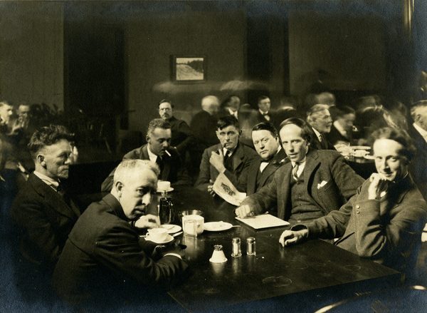 Frederick Varley, A.Y. Jackson, Lawren Harris, Barker Fairley, Frank Johnston, Arthur Lismer, and J.E.H. MacDonald,