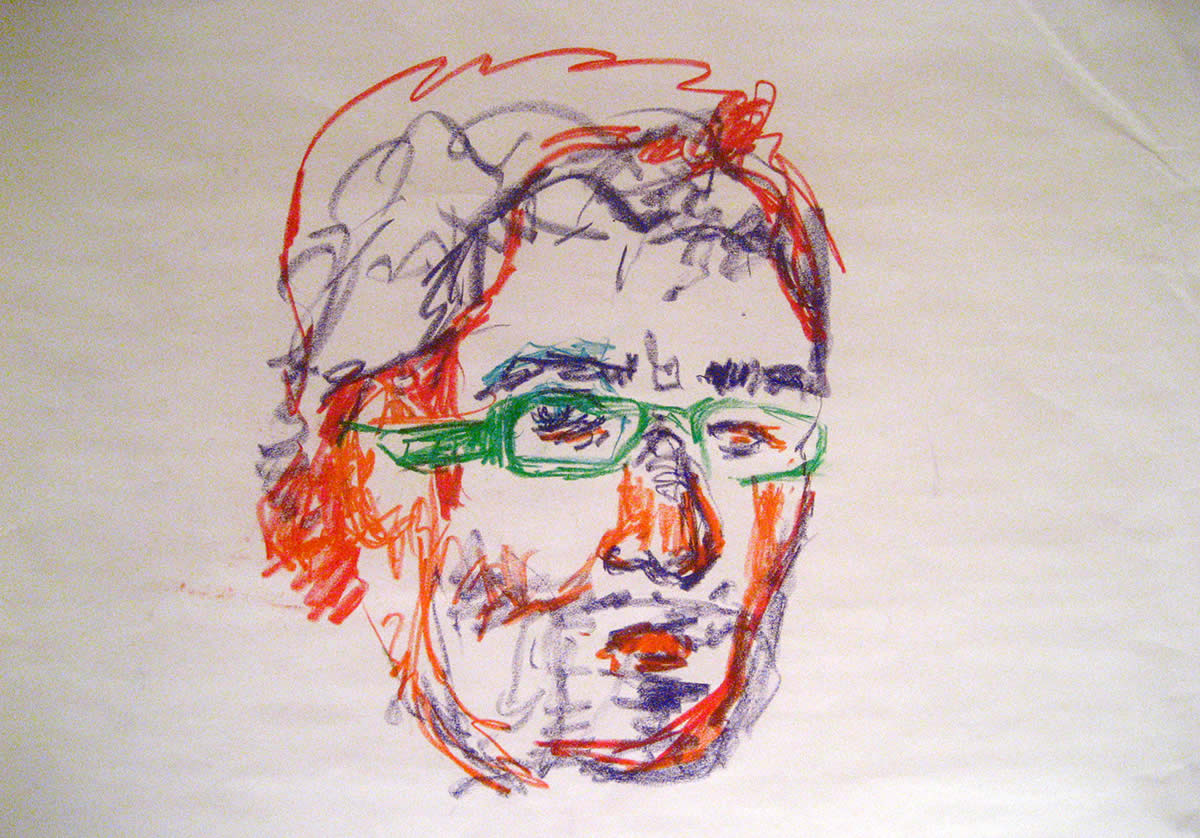 Drawing of man wearing glasses