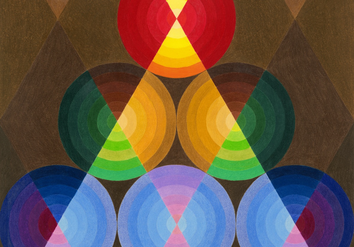 Multi-colored Geometric pattern of trapezoids over circles